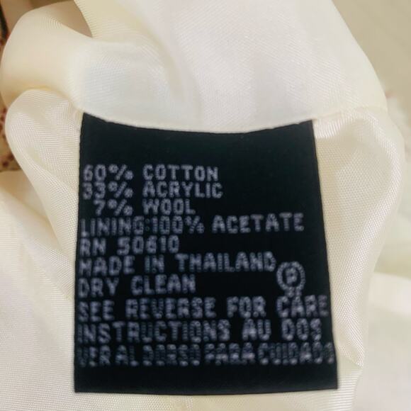 Vintage Anne Klein Size 2 Women's Tweed Fringe Blazer Jacket Wool Cotton Fall - Picture 13 of 13